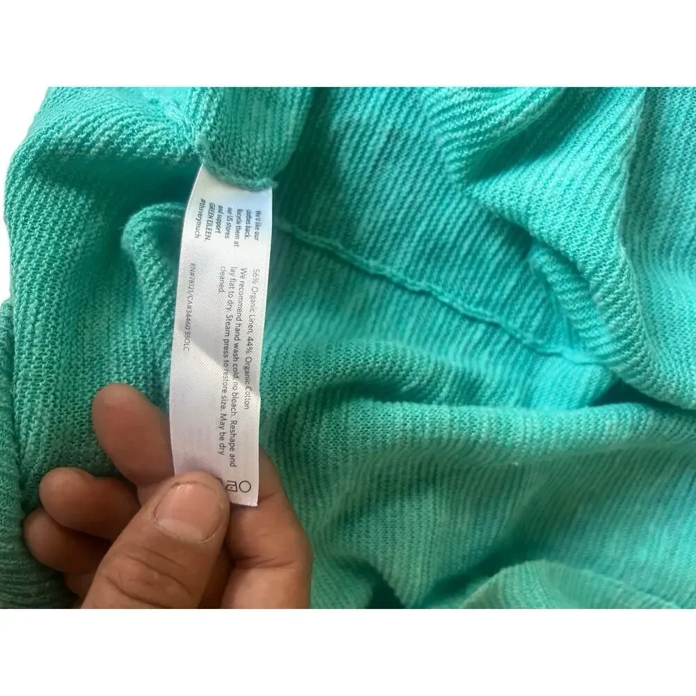 Eileen Fisher Cardigan Women XS Open Slub Knit Organic Linen Cotton High Low Hem